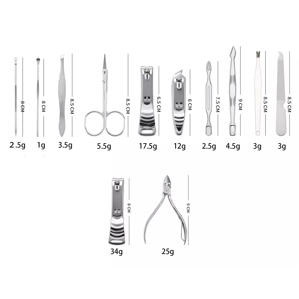 12 PCS manicure instrumenta ornamentum clavum retonsorium set